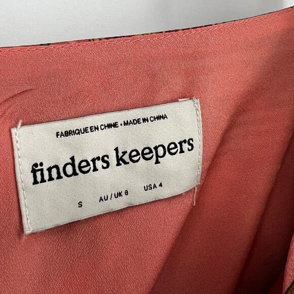 Finders Keepers Tropical Print Long Sleeve Ruched Mini Dress Size Small - Picture 5 of 8